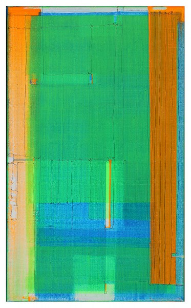 17-Zwischen den Linien, Bild grün auf blau, Acryl Bleistift LWD,  Marius D. Kettler  2019